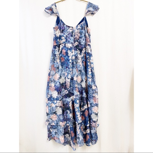 Anthropologie floral watercolour ruffled midi dress - Picture 4 of 8